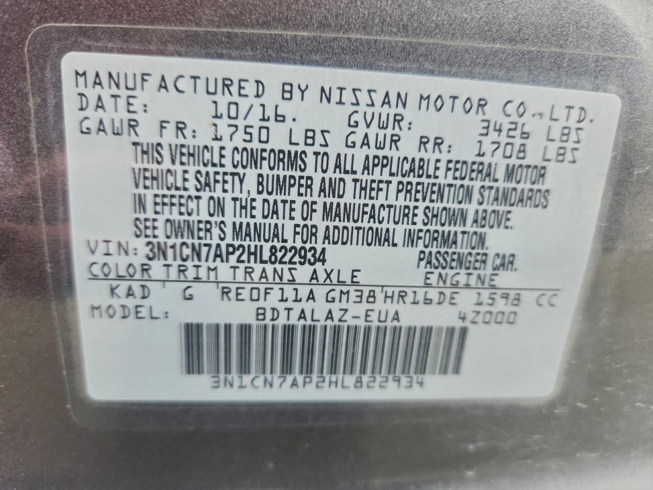 Nissan Versa S Image 10